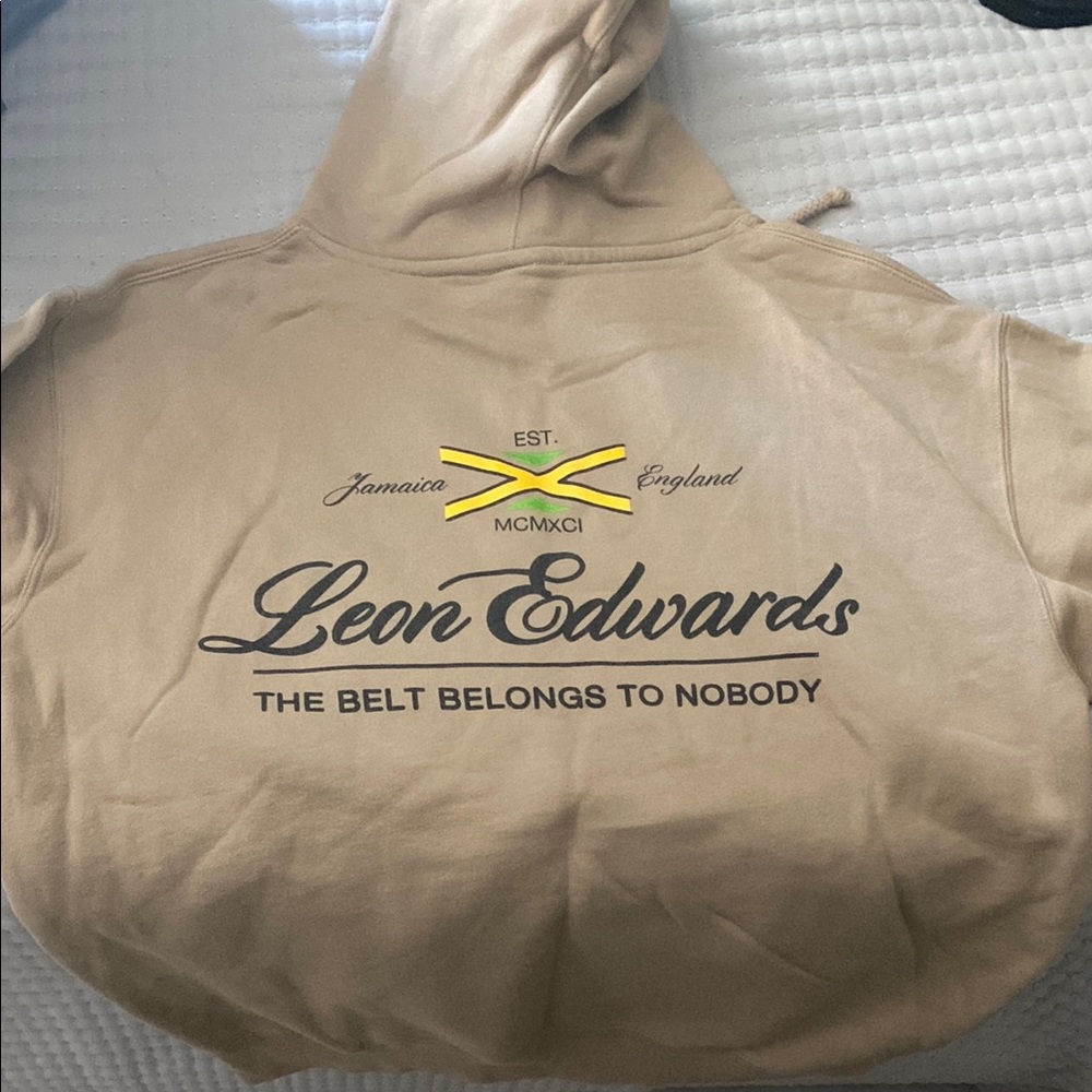 Leon Edwards Beige Hoodie with Graphic Print